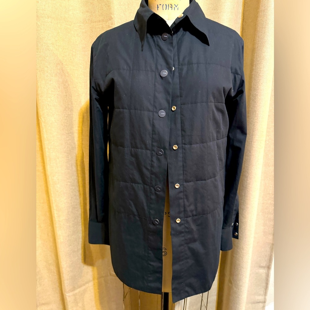 Chanel navy light quilted snap jacket/shirt cruise collection 2000 size 36